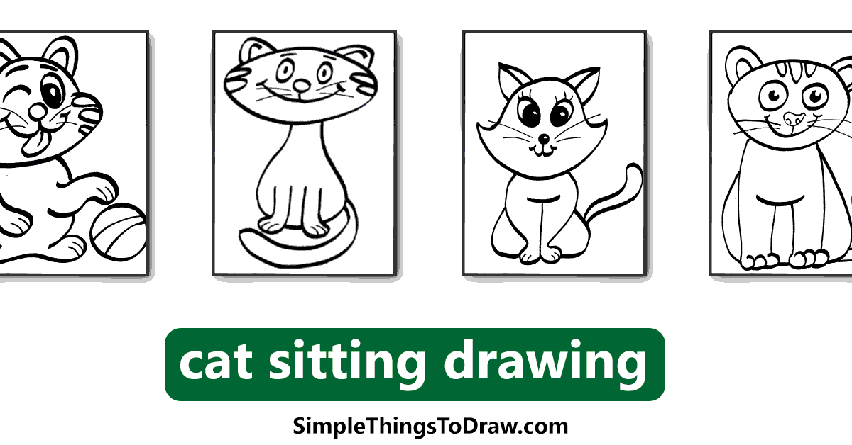 Sitting cat with bow on the tail drawing made by hand  CanStock
