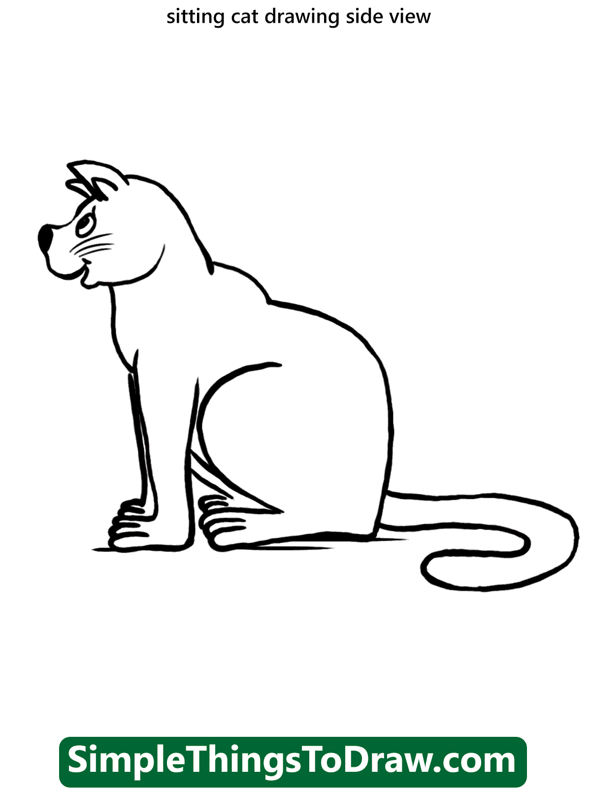 Cat Sitting Side View Drawing (6 ideas) - Simple Things To Draw