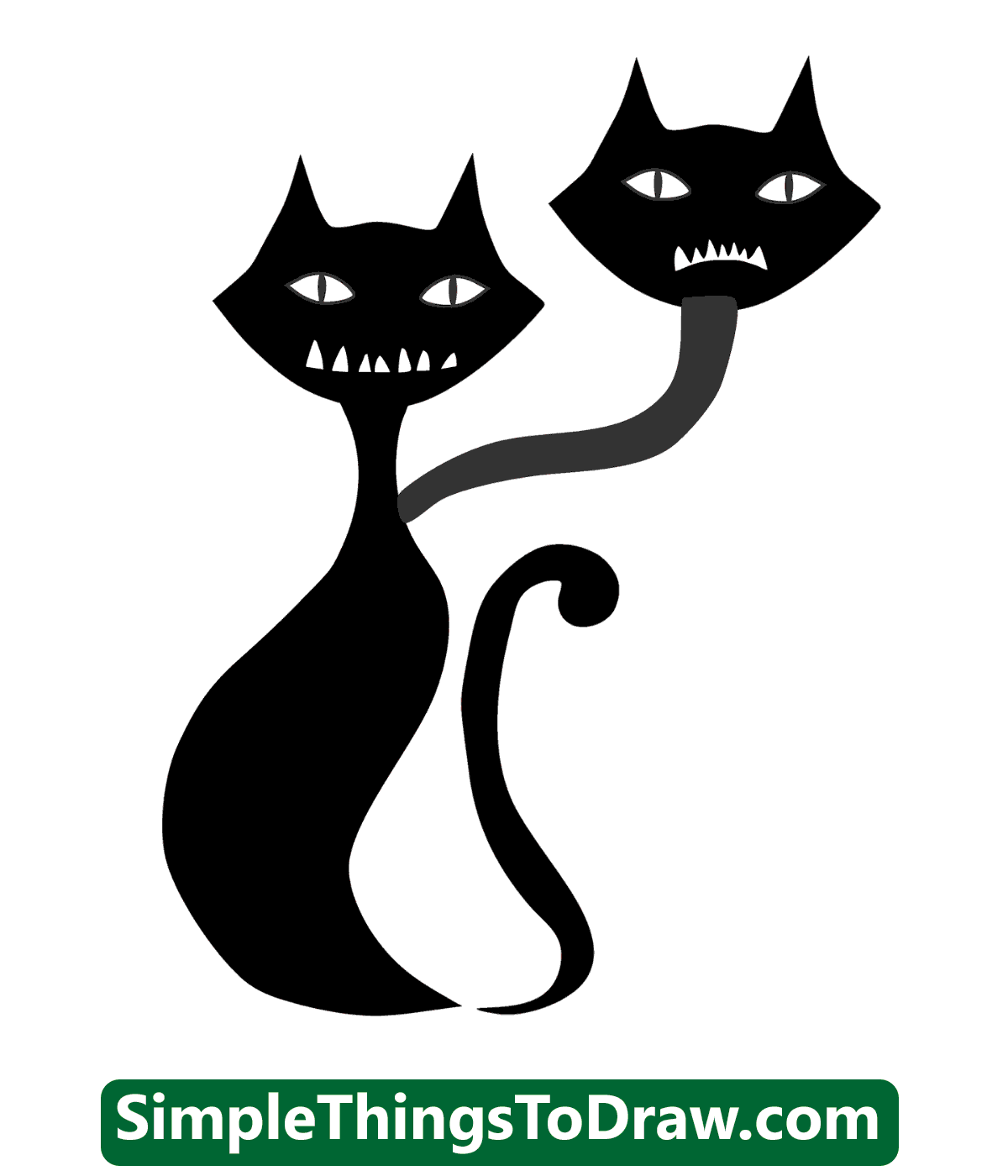 Two Headed Cat Drawing (4 Ideas) Simple Things To Draw