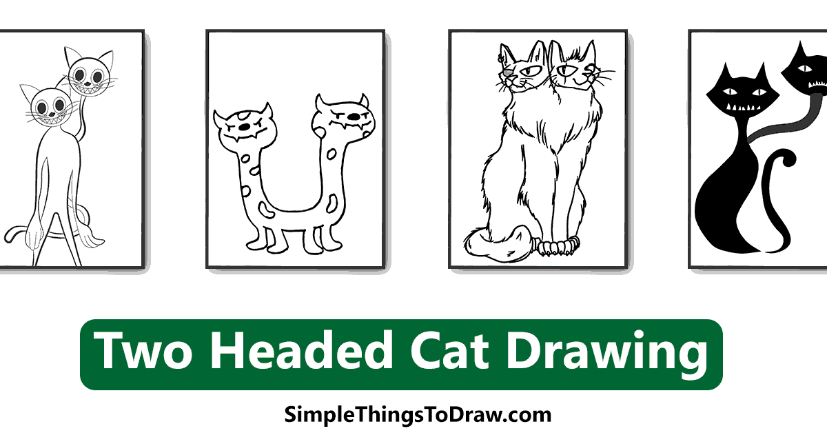Two Headed Cat Drawing (4 Ideas) Simple Things To Draw